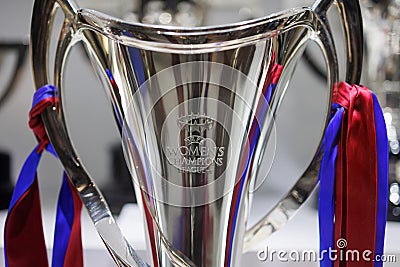 Cup Symbolizing Victory in a Competition for Barcelona Football Club Soccer Team - Womens champions League Editorial Stock Photo
