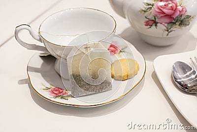 Cup of tea and biscuit Stock Photo