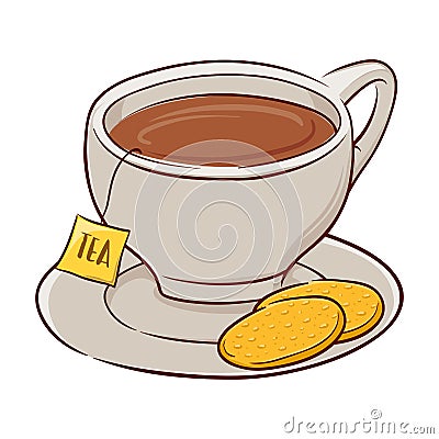 Cup of Tea And Biscuits Vector Illustration