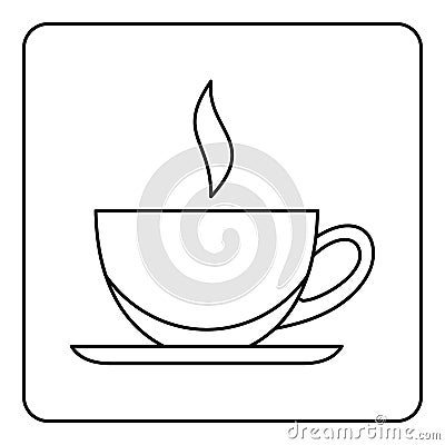 Cup of tea or coffee icon outline Vector Illustration