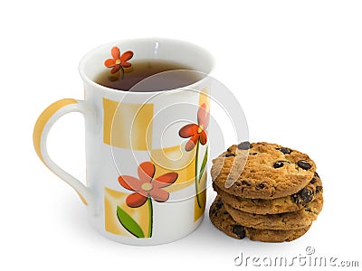 Cup of tea and cookies Stock Photo