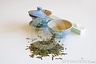 Cup of tea with gift box Stock Photo