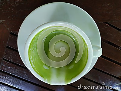 A cup of tea green white milk good taste clean food thailand Stock Photo