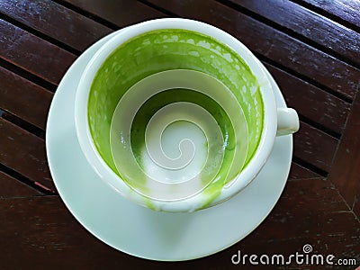 A cup of tea green white milk good taste clean food thailand Stock Photo