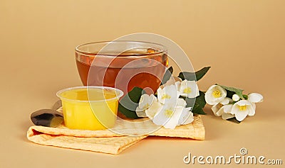 Cup of tea with honey and jasmine Stock Photo