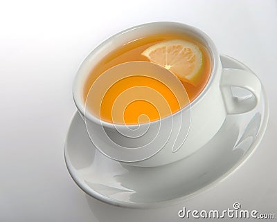 Cup of tea with a lemon Stock Photo