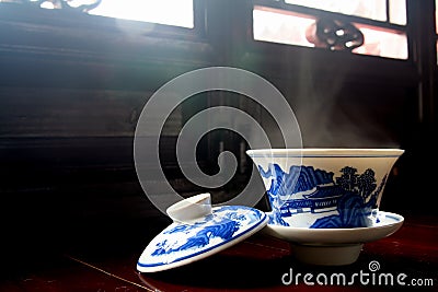 Cup of tea with a lid Stock Photo