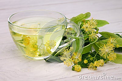 Cup of tea with linden flower Stock Photo