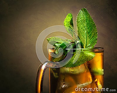 Cup of tea with mint Stock Photo