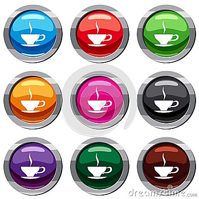 Cup of tea set 9 collection Vector Illustration