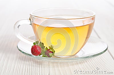 Cup of tea and strawbarries Stock Photo