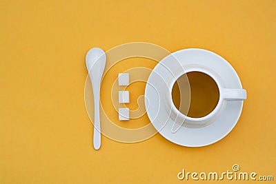 A cup of tea on a yellow background Stock Photo