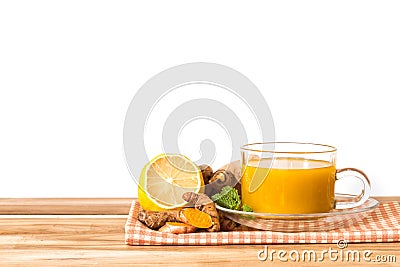 a cup of Turmeric Tea , Benefits for reduce Inflammation , Liver Stock Photo