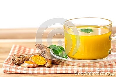 a cup of Turmeric Tea , Benefits for reduce Inflammation , Stock Photo