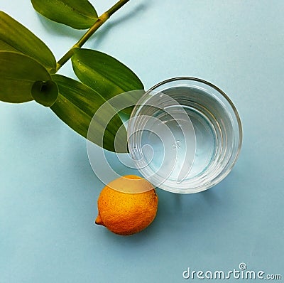 Cup of water and lemon for detoxication Stock Photo