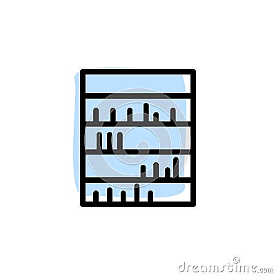 Cupboard, books with color shadow vector icon in book set Vector Illustration
