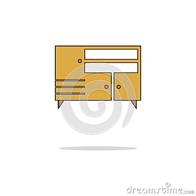 Cupboard color thin line icon.Vector illustration Stock Photo