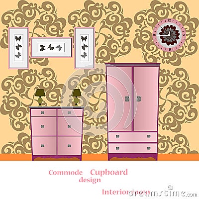 Cupboard and Commode Vector Illustration