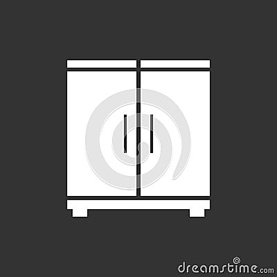 Cupboard icon on black background. Vector Illustration