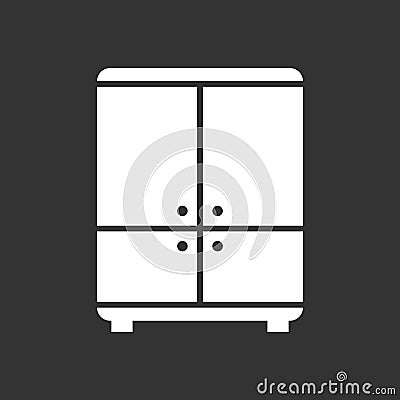 Cupboard icon on black background. Vector Illustration