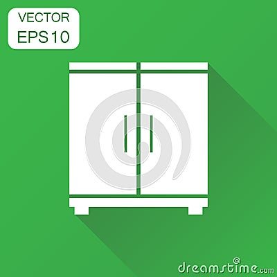 Cupboard icon. Business concept cabinet pictogram. Vector illustration on green background with long shadow. Vector Illustration