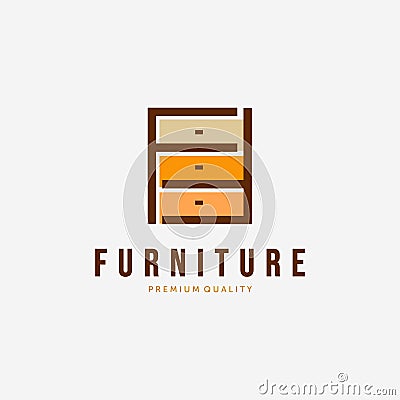 Cupboard Logo Vector Design Vintage, Illustration of Minimalist Furniture, Simply Interior Concept Vector Illustration