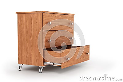 Cupboard with open drawer. Cartoon Illustration