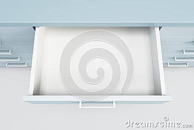 Cupboard with opened drawer Stock Photo