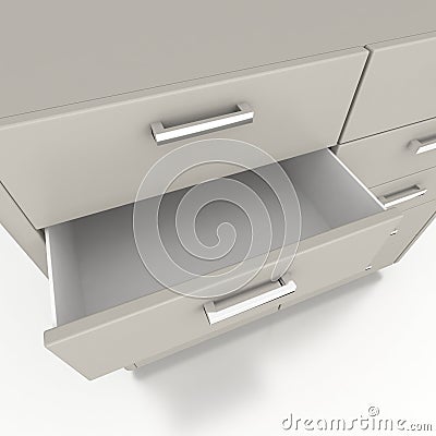 Cupboard with opened empty drawer Stock Photo