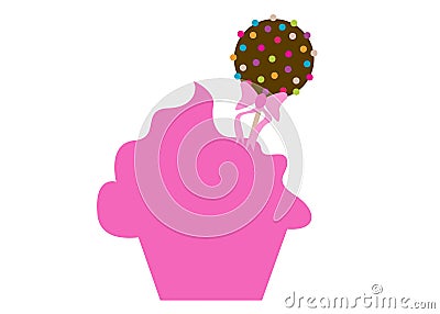 Cupcake Baby Rattle Vector Illustration