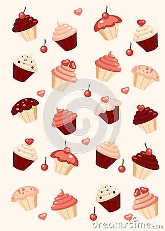 Cupcake background Vector Illustration