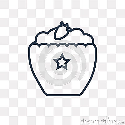 Cupcake with big cherry vector icon isolated on transparent back Vector Illustration