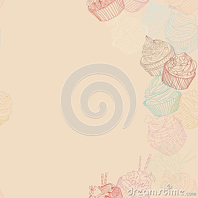 Cupcake border pattern Vector Illustration