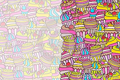 Cupcake cartoon doodle background design Vector Illustration