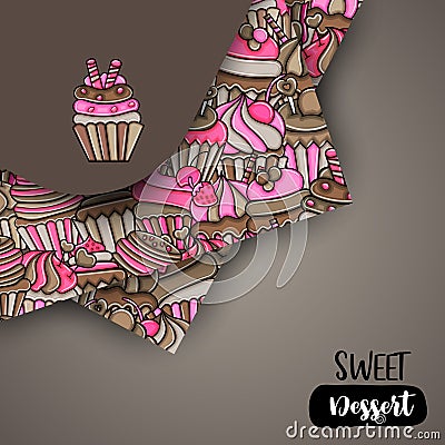 Cupcake cartoon doodle background design Vector Illustration