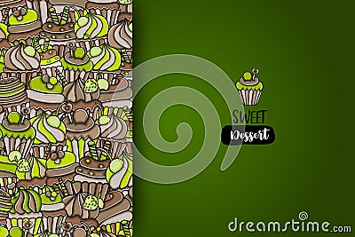 Cupcake cartoon doodle background design Vector Illustration