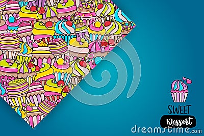 Cupcake cartoon doodle background design Vector Illustration