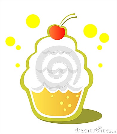 Cupcake with cherry Vector Illustration
