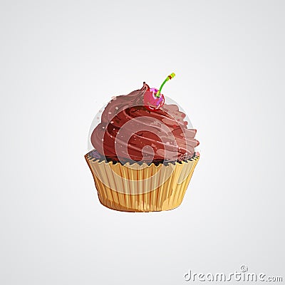 Cupcake. Cherry cupcake. Chocolate cupcake vector illustration Cartoon Illustration