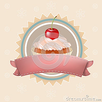 Cupcake With Cherry Vector Illustration