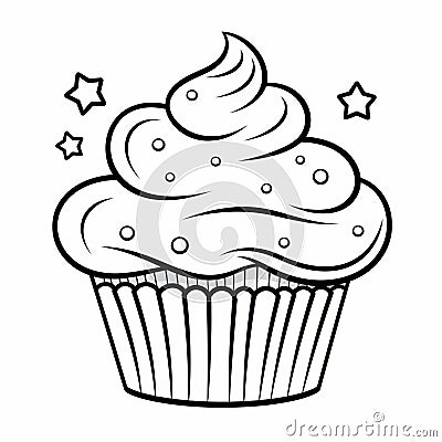 Cupcake Coloring Pages: Eerie Whimsy For Kids Stock Photo