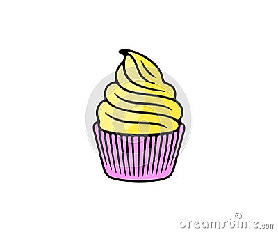 Cupcake, confectionery, food, pastry and baking, logo design. Meal, sweet food, bakery, bake and baked, vector design Vector Illustration