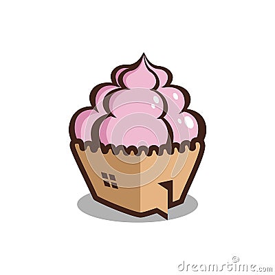Cupcake Cream Cake Shop House Logo Illustration Vector Illustration