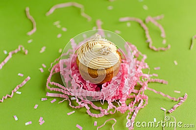 Cupcake with white chocolate cream Stock Photo