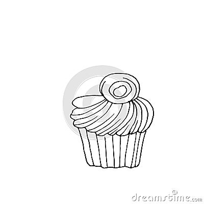 Cupcake dessert with creamy top. Vector illustration Vector Illustration