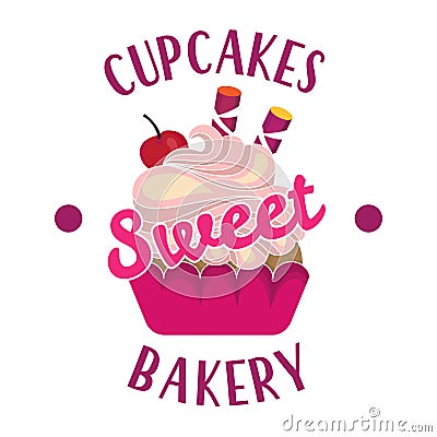 Cupcake dessert logo. Vector Illustration