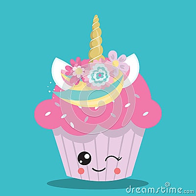 CUPCAKE EMOJI PINK SPRINKLES 05 Vector Illustration