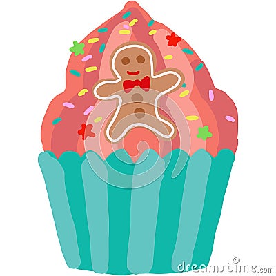cupcake gingerbread line art doodle Vector Illustration