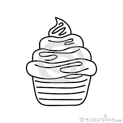 Cupcake in hand drawn doodle style Vector Illustration