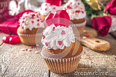 Cupcake with Heart for Valentines Stock Photo